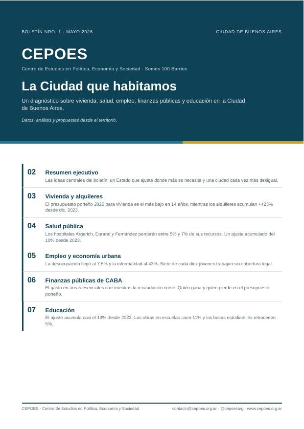 Tapa del N.º 1 del Boletín CEPOES, Mayo 2026