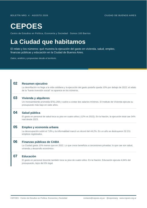 Tapa del N.º 4 del Boletín CEPOES, Agosto 2026